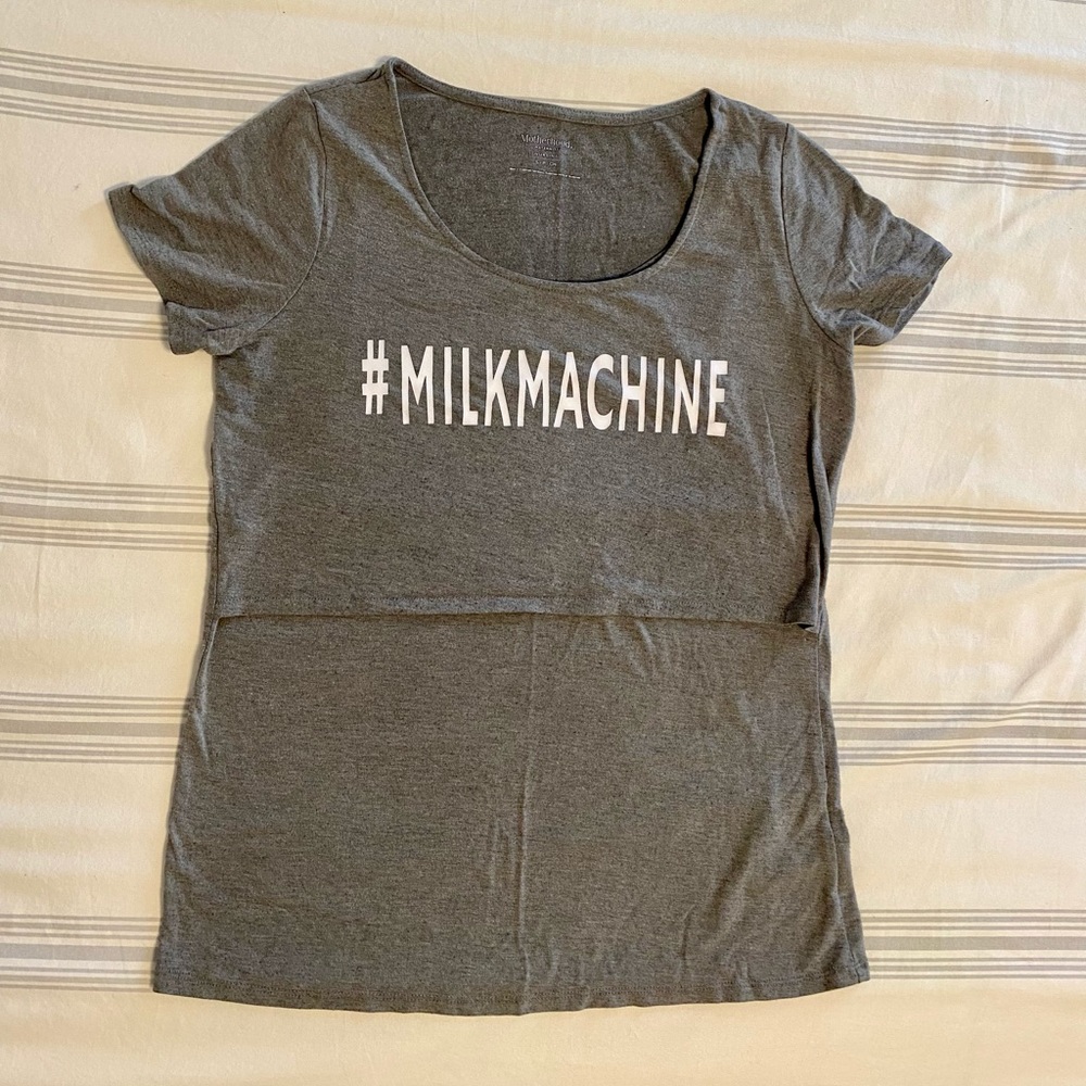 Motherhood Maternity Nursing Tee. Gray. Size S